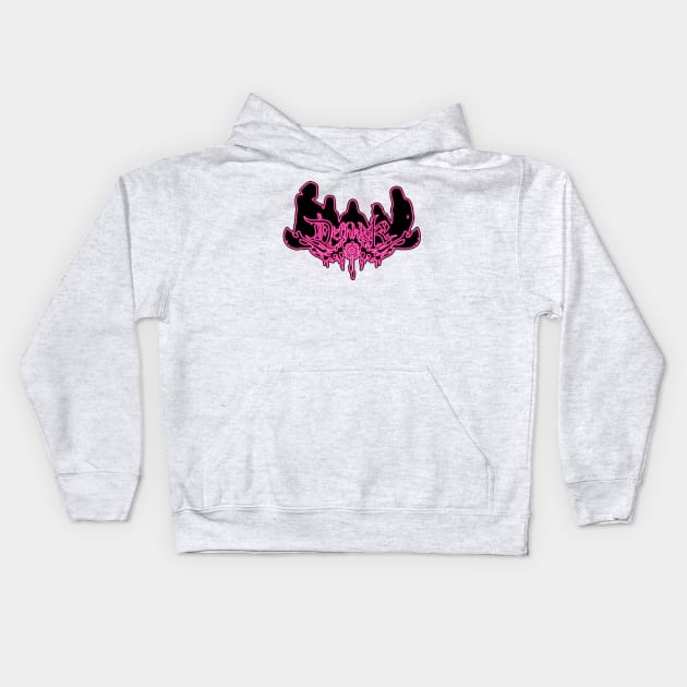 Pink Neon Sign Metalocalypse Logo Kids Hoodie by gkillerb